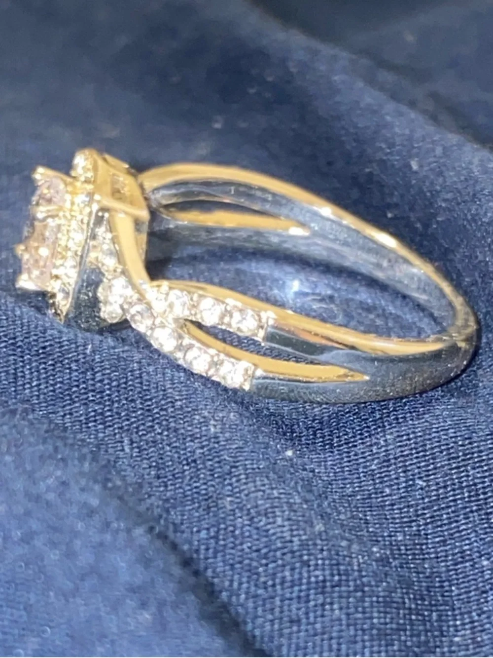 Silver Halo Cubic Zirconia Engagement Ring